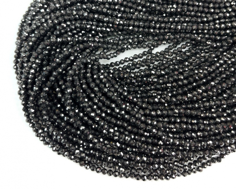 Бусины Циркон натуральный ювелирной огранки размер 2мм цвет черный