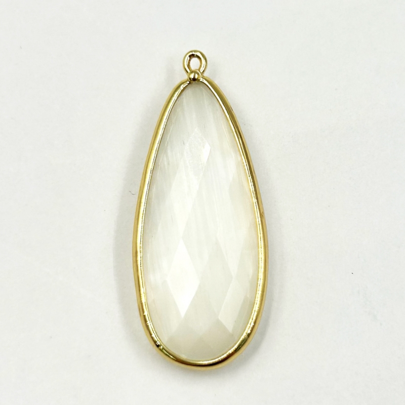 Кулон с кошачим глазом размер 15*37мм цвет золото