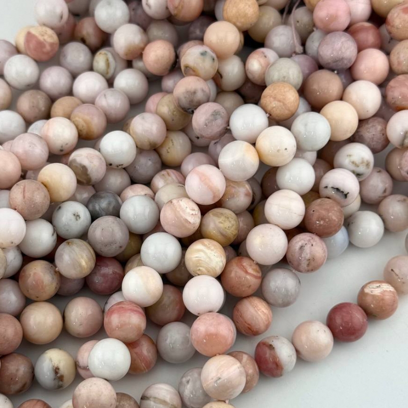 Бусины Опал розовый размер 8мм 10мм 12мм натуральный камень