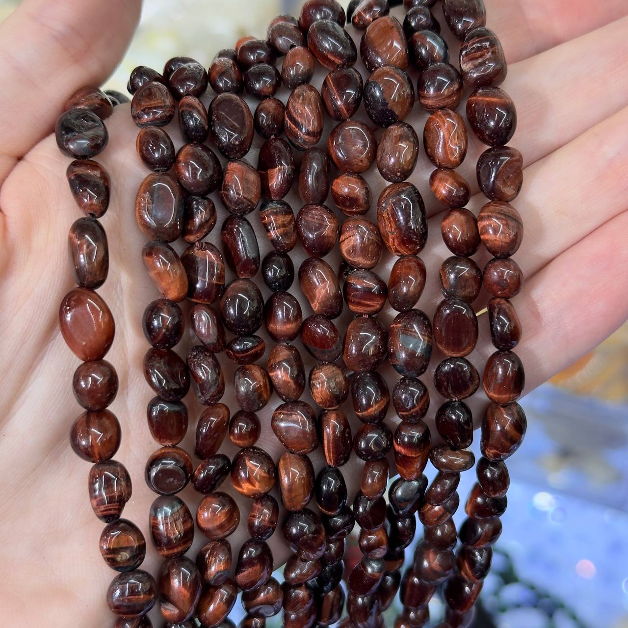 Бусины Бычий глаз размер 7*9мм натуральный камень